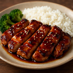 鶏の照り焼き ➤ Tori no teriyaki (Chicken teriyaki (glazed grilled or pan-... recipe