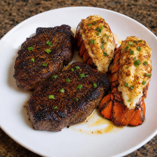 Cajun Blackened Top Sirloin with Lobster Tail recipe